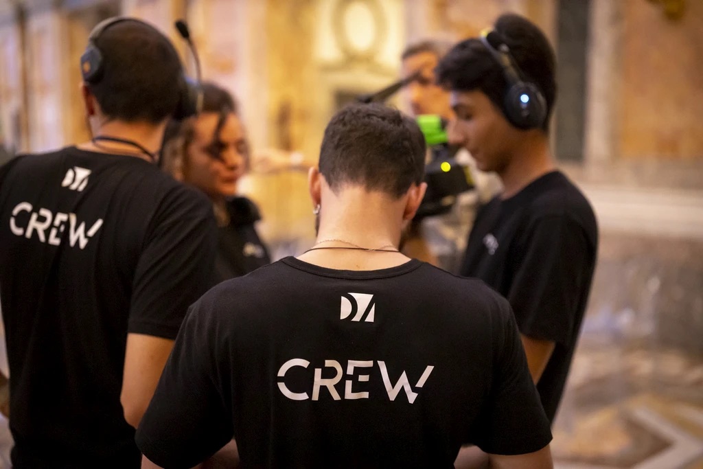 The Artide Innova crew on the set of a live production